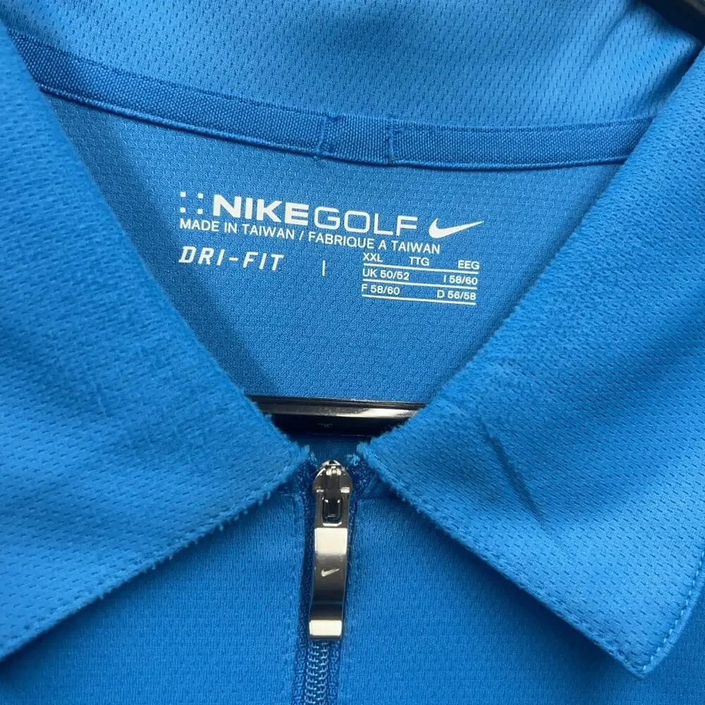 Nike Golf 1/4 Zip Polo Shirt Dri-Fit Mens Small Blue White‎ Performance Golf
